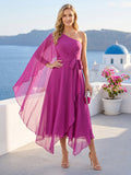 Brielle Fuchsia front view wedding guest dress