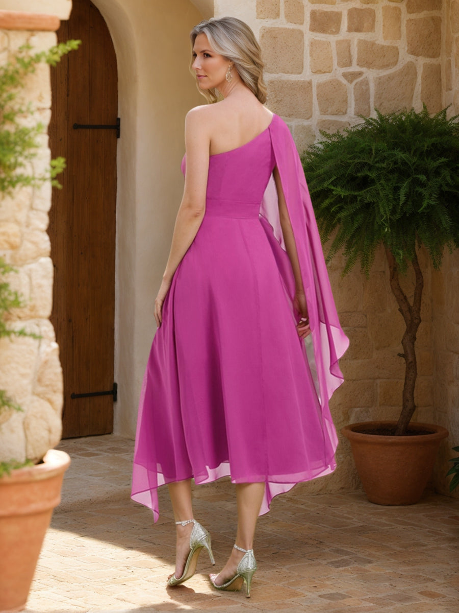 Brielle Fuchsia back view wedding guest dress