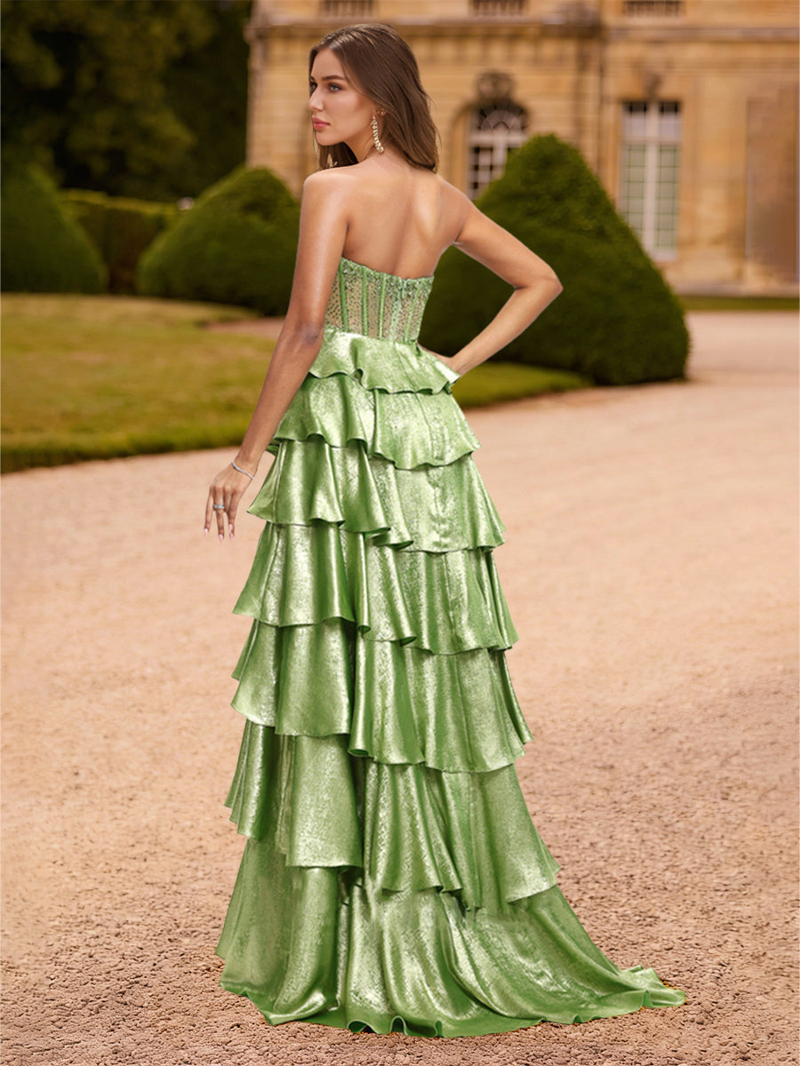 Zora Mae Emerald back view prom dress