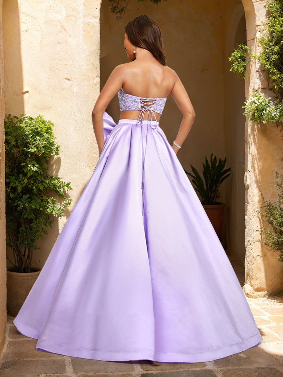 Xanthe Belle Lilac back view prom dress
