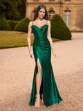 Valencia Rue Hunter Green front view prom dress