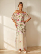 Thalia Joy Champagne front view prom dress
