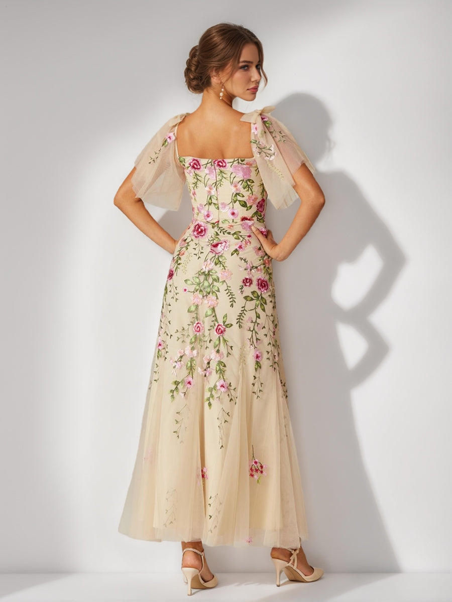 Thalia Joy Champagne back view prom dress