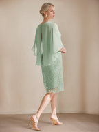 Isla Elise Sage Green back view mother of the bride dress