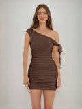 Jessamine brown front view homecoming dress