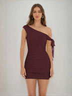 Jessamine burgundy front view homecoming dress