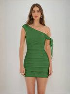 Jessamine olive green front view homecoming dress