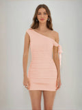 Jessamine peach front view homecoming dress
