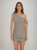 Jessamine taupe front view homecoming dress