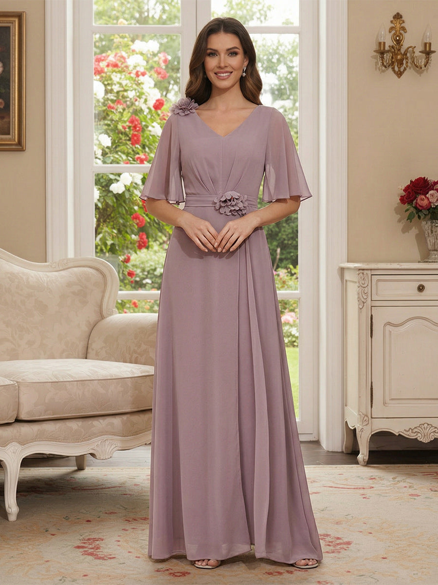 Talia Mae Dusty Rose front view mother of the bride dress
