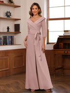 Elora Pearl Dusty Rose side view mother of the bride dress