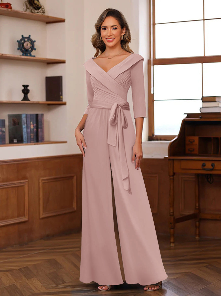 Elora Pearl Dusty Rose side view mother of the bride dress