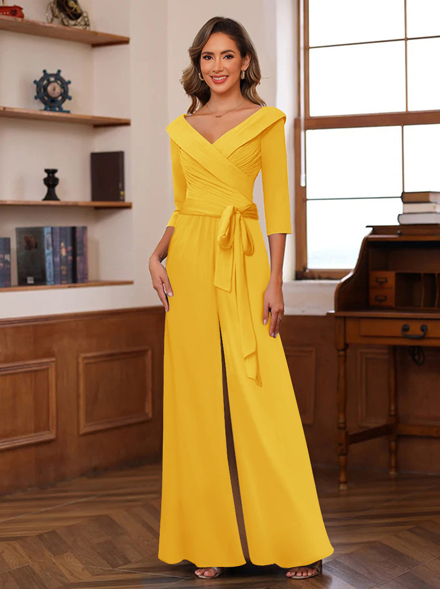 Elora Pearl Gold front view mother of the bride dress