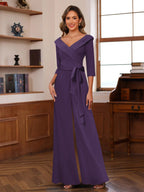 Elora Pearl Grape front view mother of the bride dress