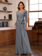 Elora Pearl Grey front view mother of the bride dress