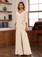 Elora Pearl Champagne back view mother of the bride dress