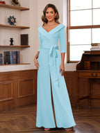 Elora Pearl Sky Blue back view mother of the bride dress