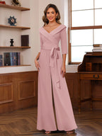 Elora Pearl Mauve front view mother of the bride dress