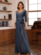 Elora Pearl Navy Blue front view mother of the bride dress