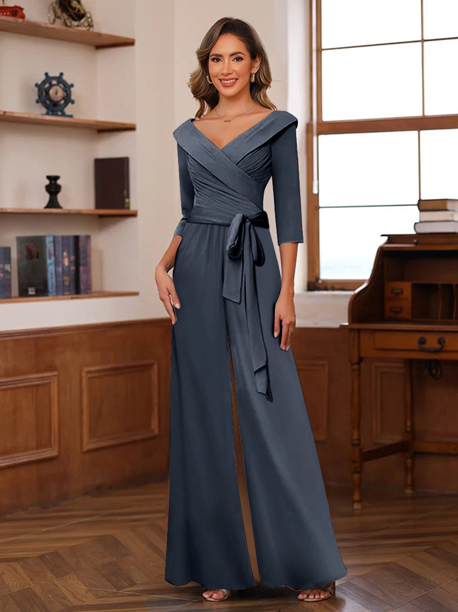 Elora Pearl Navy Blue front view mother of the bride dress