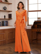 Elora Pearl Orange front view mother of the bride dress