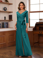 Elora Pearl Peacock front view mother of the bride dress