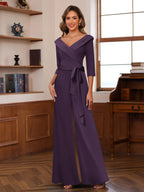 Elora Pearl Plum back view mother of the bride dress