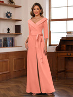 Elora Pearl Coral back view mother of the bride dress