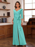 Elora Pearl Pool Blue back view mother of the bride dress