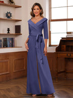 Elora Pearl Dusty Blue back view mother of the bride dress
