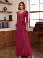 Elora Pearl Burgundy side view mother of the bride dress
