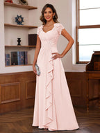 Mirabelle pearl pink front view mother of the bride dress