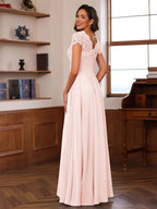 Mirabelle pearl pink back view mother of the bride dress
