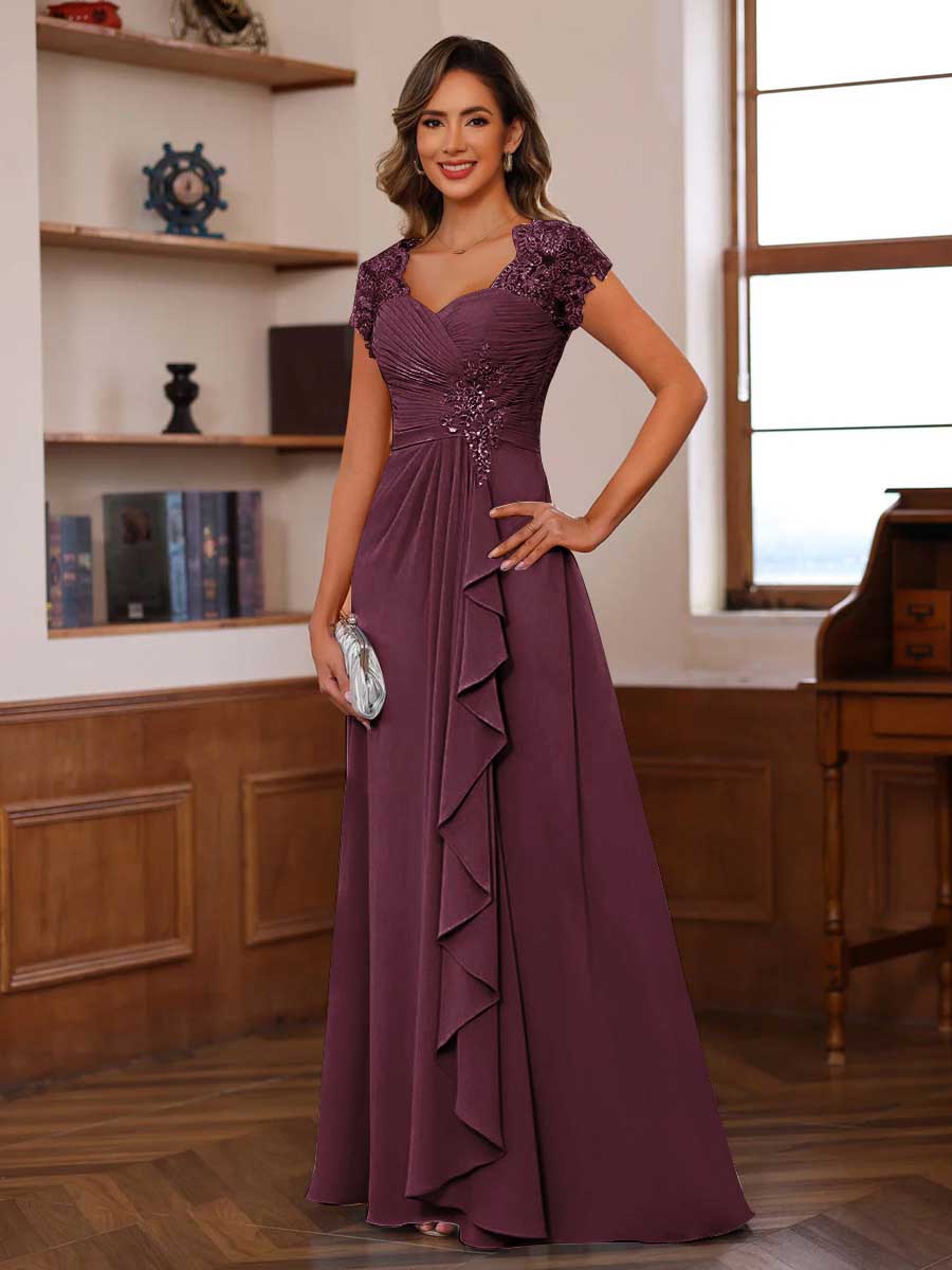 Mirabelle burgundy alternate front view 2 mother of the bride dress