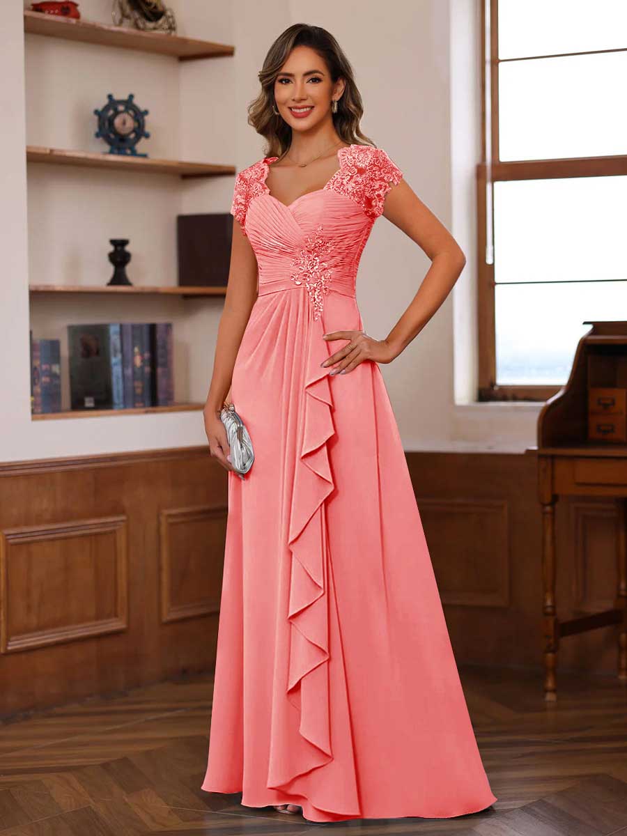 Mirabelle coral alternate front view 2 mother of the bride dress