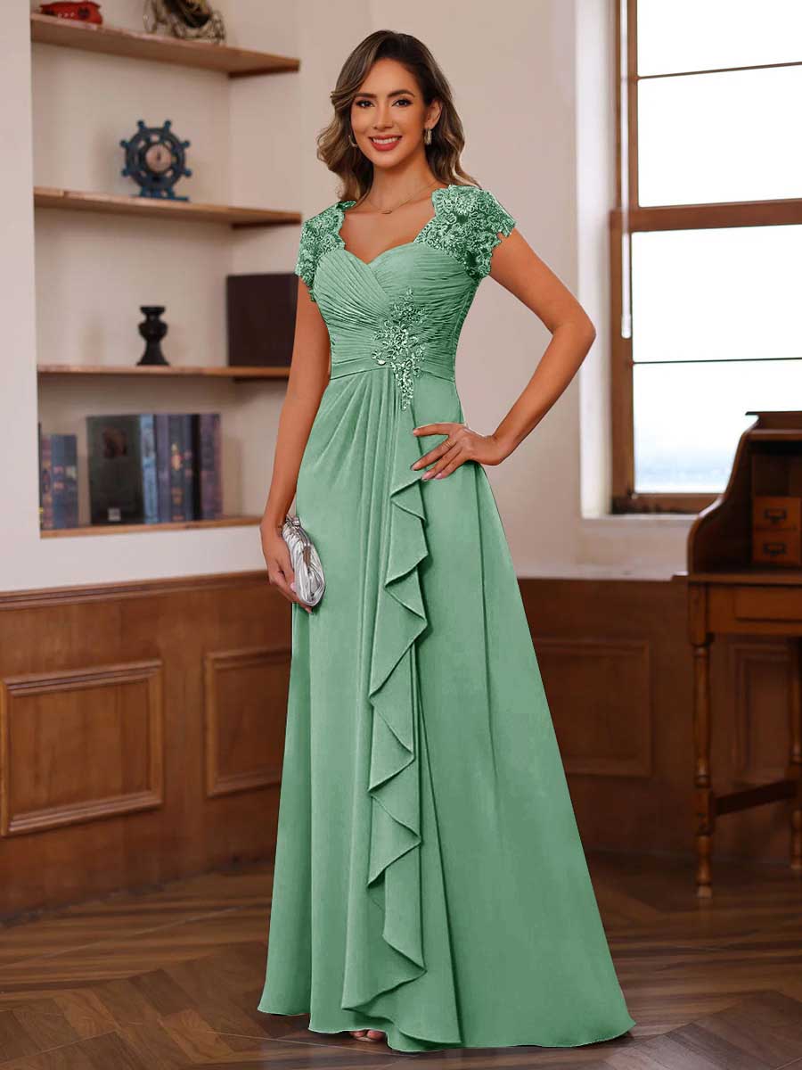 Mirabelle eucalyptus front view mother of the bride dress