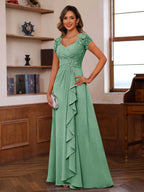 Mirabelle eucalyptus front view mother of the bride dress