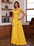 Mirabelle gold front view mother of the bride dress