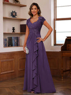 Mirabelle grape front view mother of the bride dress