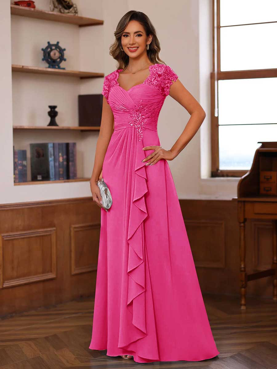 Mirabelle hot pink front view mother of the bride dress