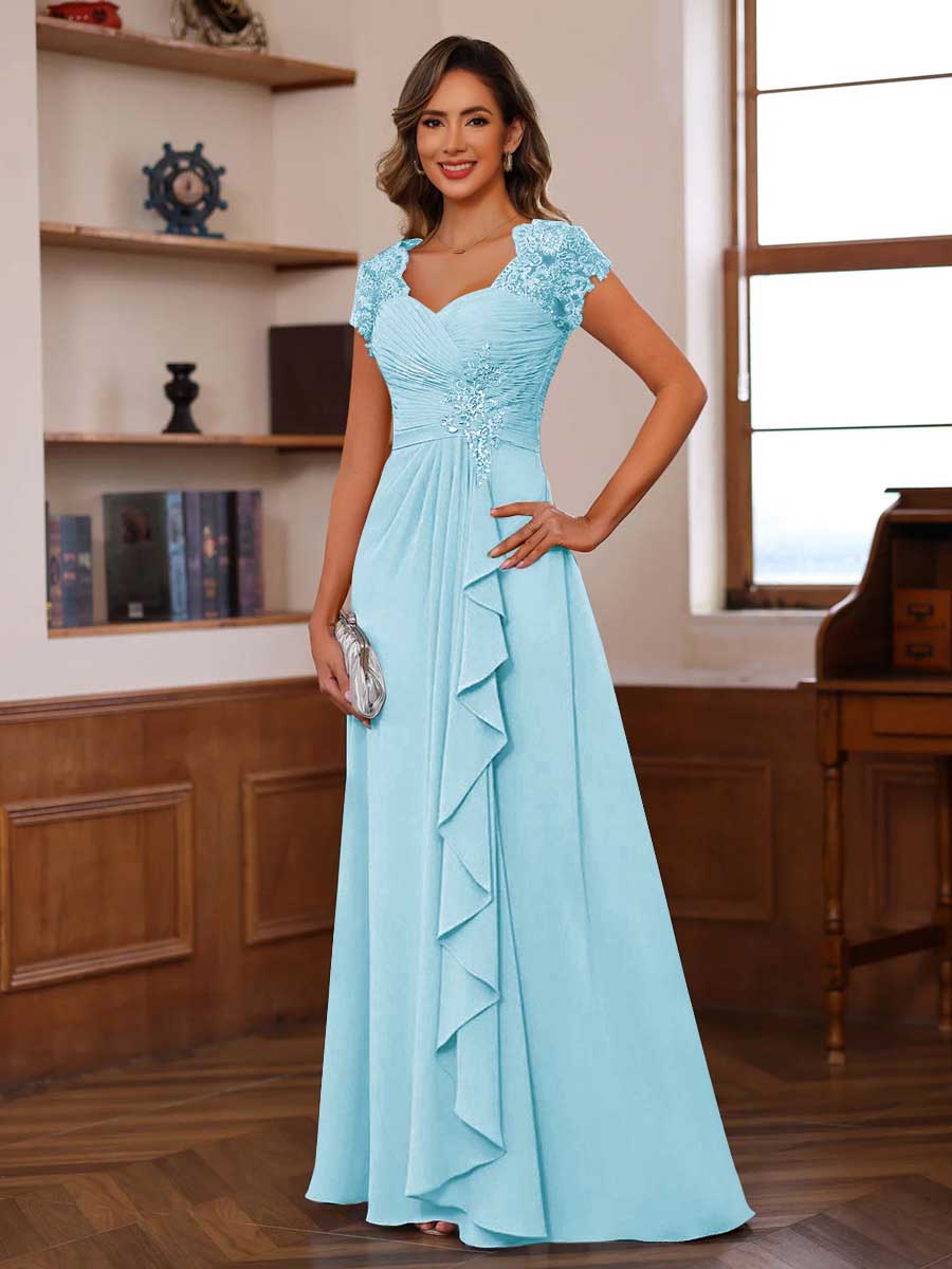Mirabelle sky blue alternate front view 3 mother of the bride dress