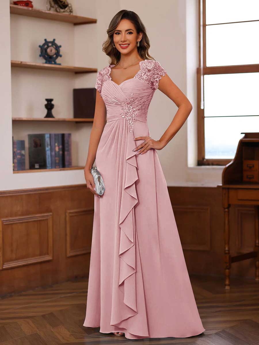Mirabelle mauve front view mother of the bride dress