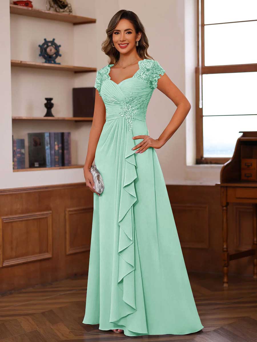 Mirabelle mint green front view mother of the bride dress