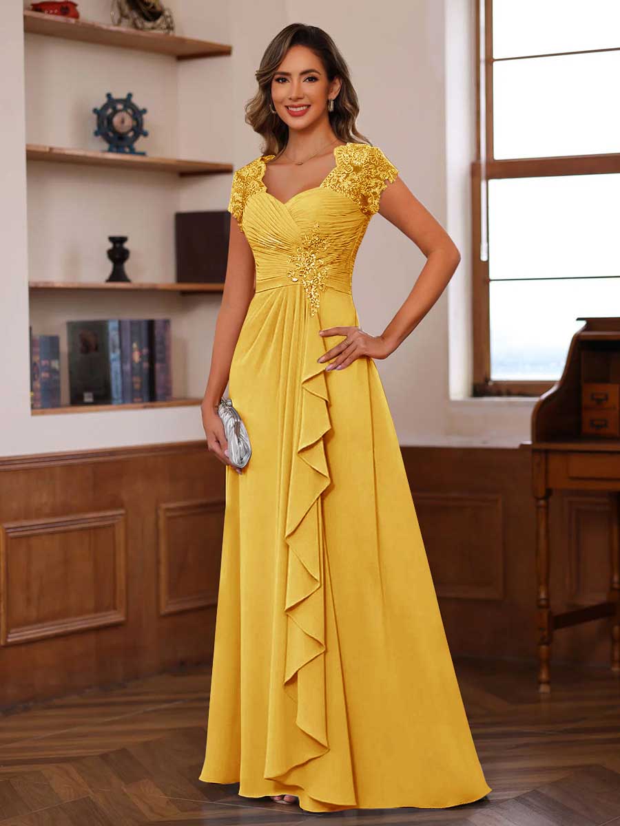 Mirabelle gold alternate front view 2 mother of the bride dress