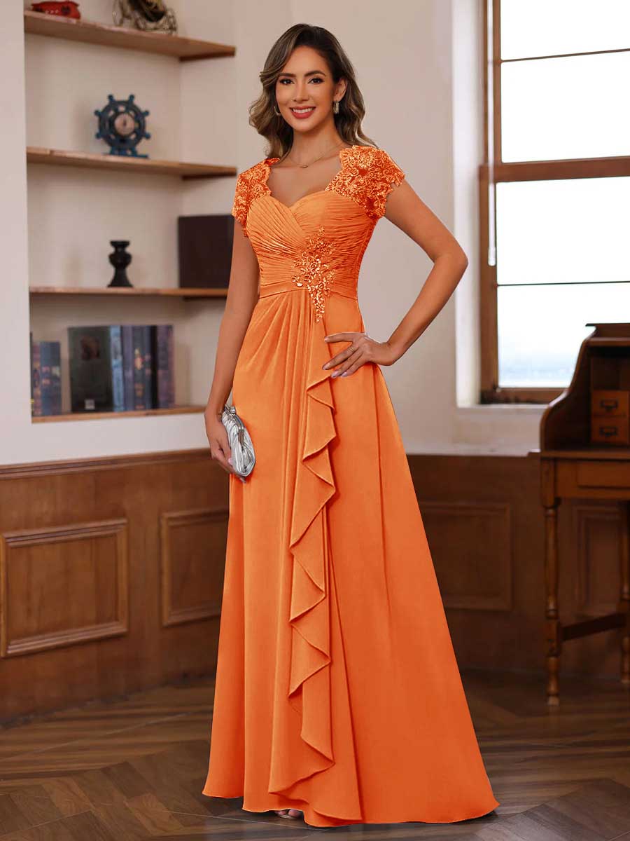 Mirabelle orange front view mother of the bride dress