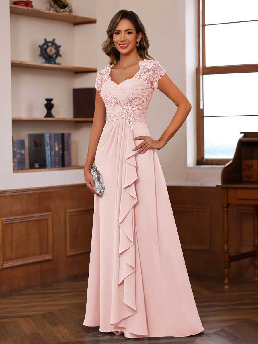 Mirabelle pearl pink alternate front view 3 mother of the bride dress