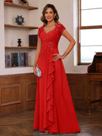 Mirabelle red front view mother of the bride dress
