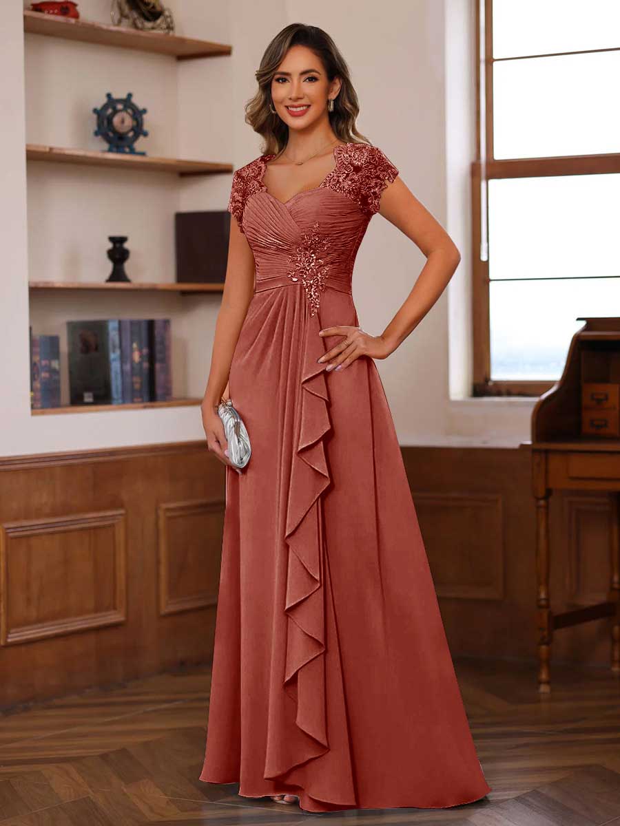 Mirabelle rust front view mother of the bride dress