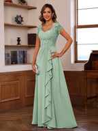 Mirabelle sage green front view mother of the bride dress