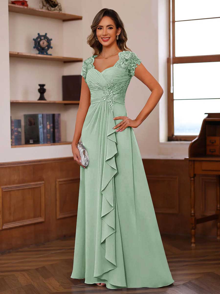 Mirabelle sage green front view mother of the bride dress